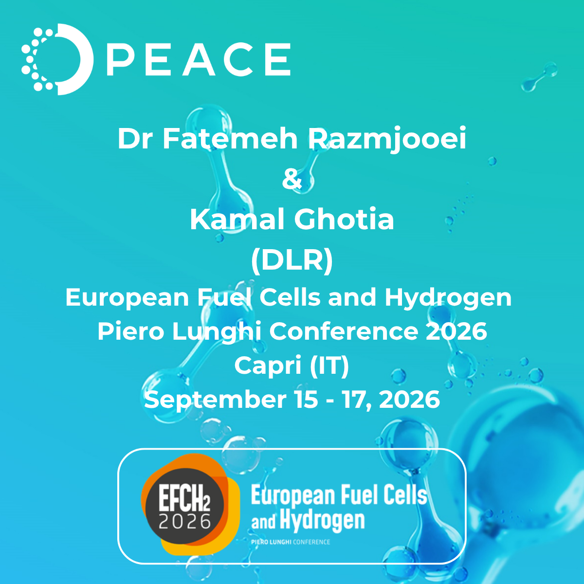 PEACE Project at European Fuel Cells and Hydrogen Piero Lunghi Conference 2026: 15-17 September 2026